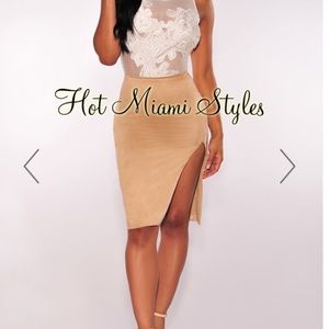 Hot Miami Styles Faux Suede Skirt